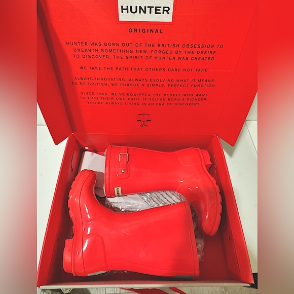 Girls Hunter Boots Original Hyper Gloss Pink - Picture 1 of 7